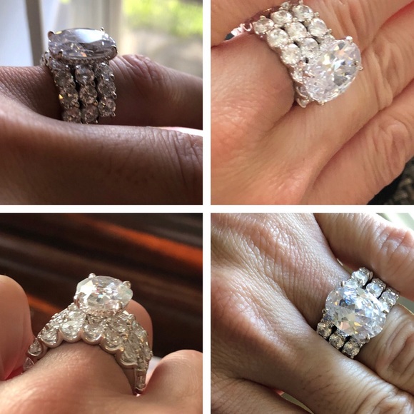 swetelove Jewelry - White sapphire 5ct oval stone with 2 bands size 5